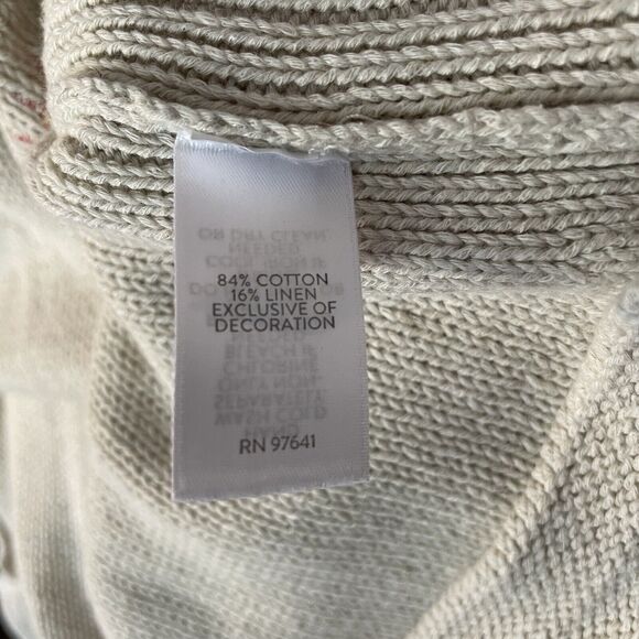 J Jill Sweater Sz Small Beige Embroidered Floral Linen Blend Lightweight Comfy - Picture 10 of 14